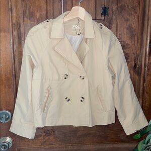 Zara Women's Tan Double-Breasted Trench Coat